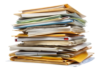 stack of office files isolated on white background