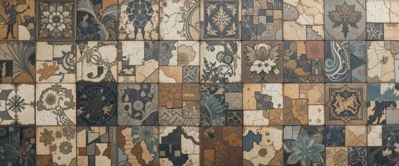 Fototapeta premium Intricate Mosaic Tile Design A Collection of Diverse Patterns and Colors