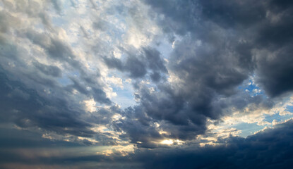 Beautiful sunset sky with amazing colorful clouds