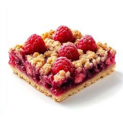 Delicious Homemade Raspberry Crumble Dessert Bars with Fresh Fruit Topping - Gluten-Free Gourmet Pastry Treats Food Photography