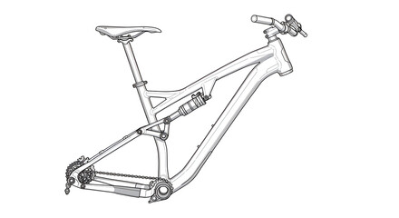 Obraz premium Detailed Look at Modern Mountain Bike Frame Design with Suspension System and Components