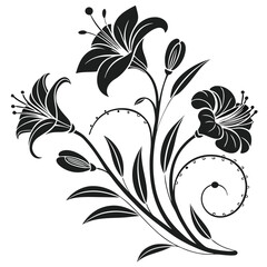black and white floral illustration bold graphic