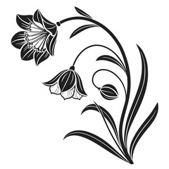black and white floral illustration silhouette of