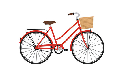 Fototapeta premium Classic Bicycle Illustration with a Wicker Basket Attached to the Handlebars for Carrying Items