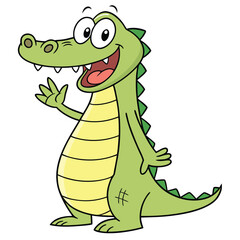 cartoon alligator friendly expression bright gre
