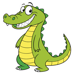 Naklejka premium cartoon alligator friendly expression bright gre