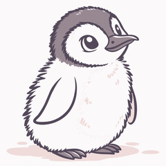 cute baby penguin big adorable eyes round fluffy