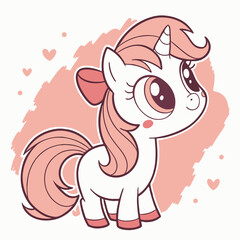 cute cartoon pony watercolor illustration soft c