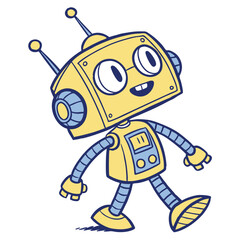 cute cartoon robot yellow and blue color scheme