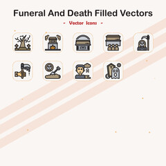 Funeral and Death Filled Vector Icons