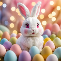 Easter Bunny with Pastel Eggs