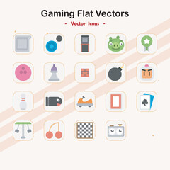 Collection of Gaming Flat Vector Icons