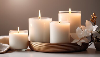 candlelight glows softly against a pale background creating a serene and calming atmosphere