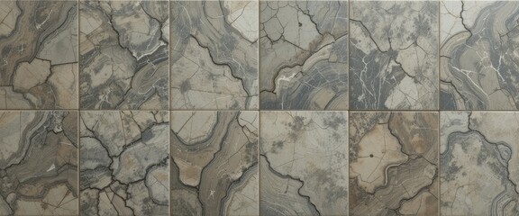 Elegant Stone-Effect Tiles Rustic Grey and Beige Design for Interior Flooring