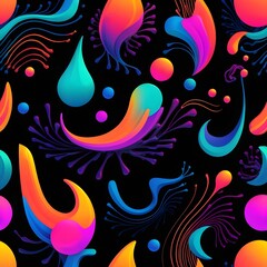 Abstract Colorful Fluid Shapes Seamless Pattern