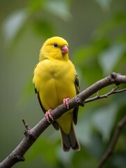Fototapeta premium Canary bird on a tree branch
