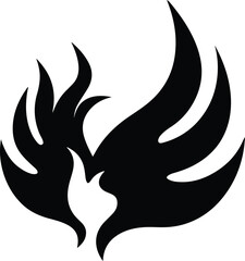 Phoenix Rising in Ornamental Flame Pattern | Majestic Vector Illustration of a Mythical Firebird with Intricate Flames for Tattoos, Logos, and Fantasy Art