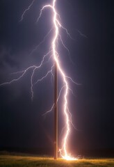 Naklejka premium tall pole with a lightning bolt in the middle of it