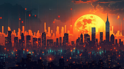 financial concept image showcasing GDP growth, inflation rates, unemployment figures, and stock market trends
