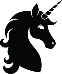 Stylized Unicorn in Floral Line Art | Elegant Vector Illustration of a Mythical Unicorn Adorned with Flowers and Leaves, Ideal for Tattoos and Fantasy Designs