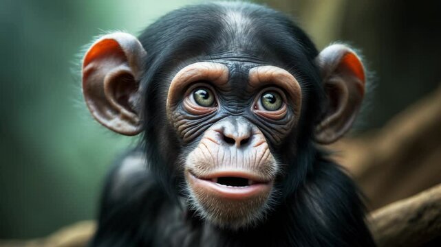 video of a juvenile chimpanzee.