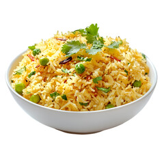 Delicious Vegetable Pulao in White Bowl Indian Cuisine