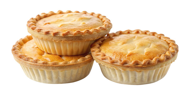 A Stack of Delicious Mini Chicken Pot Pies on a White Background