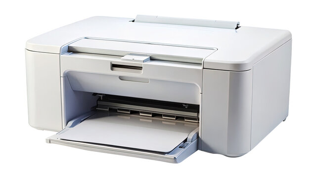 Modern All in One White Printer Device Isolated on a White Background