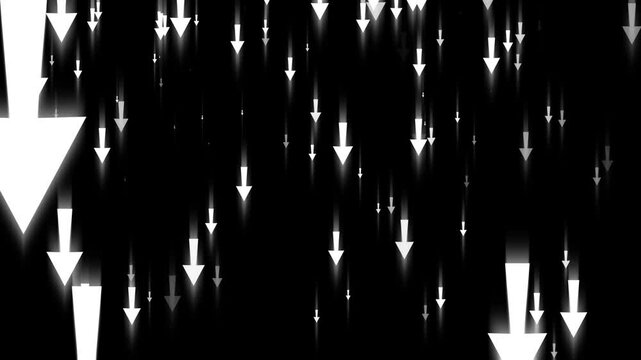 Abstract Downward Arrows Animation on Black Background