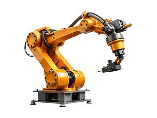 Orange Industrial Robot Arm with End Effector for Manufacturing Processes illustration