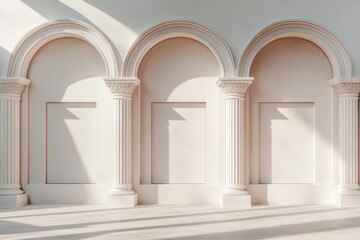Elegant, arched colonnade interior design.