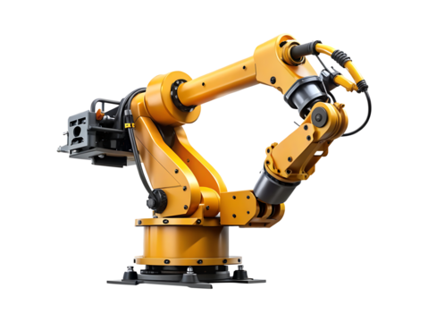 Highly Detailed Industrial Robot Arm Isolated on White Background for Automation