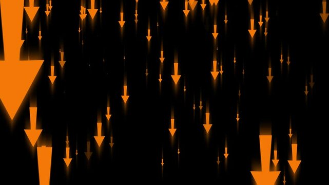 Abstract Downward Arrows Animation on Black Background