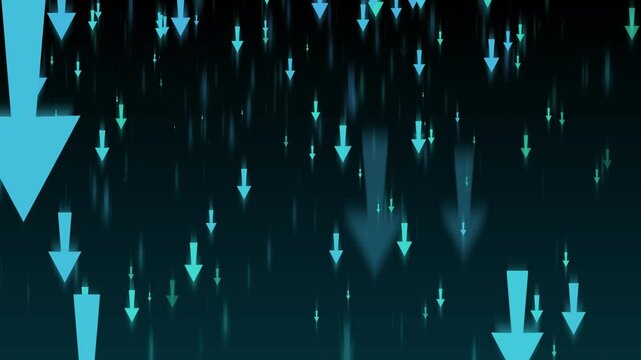 Abstract Downward Arrows Animation on Dark Background, Creating a sense of movement and direction