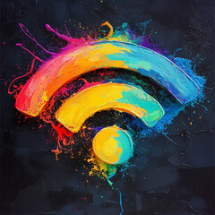 Colorful wifi symbol splash.