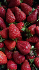 Vertical close-up of fresh ripe strawberries filling the entire frame, set against a vibrant, rich-colored background. A bright and appetizing image perfect for food-related themes and summer concepts