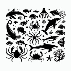 Fototapeta premium sea ​​animal silhouette vector illustration
