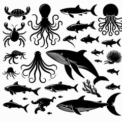 Naklejka premium sea ​​animal silhouette vector illustration