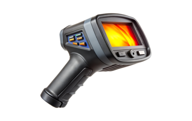 Thermal Imaging Camera Displaying Heat Signature on a Clean White Background