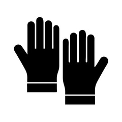 Obraz premium Protection Gloves Black Solid Icon – Safety and Workwear Equipment Vector Illustration