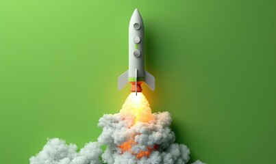 illustration wallpaper spaceship rocket flying and smoke outer space background concept Generate AI