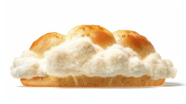 Cloud bread isolated on transparent background fluffy white toasted edges .