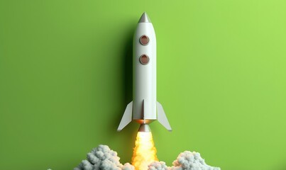 illustration wallpaper spaceship rocket flying and smoke outer space background concept Generate AI