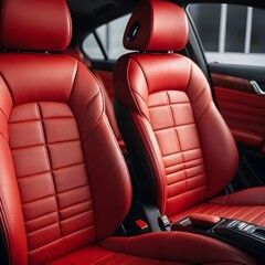 Luxurious Red Leather Car Seats
