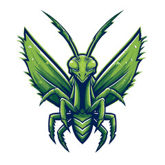 Unique vector esports logo featuring a stylized green insect with wings and detailed features for gaming teams