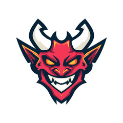 Dynamic esports logo featuring a fierce red demon with horns and an aggressive expression, perfect for gaming teams