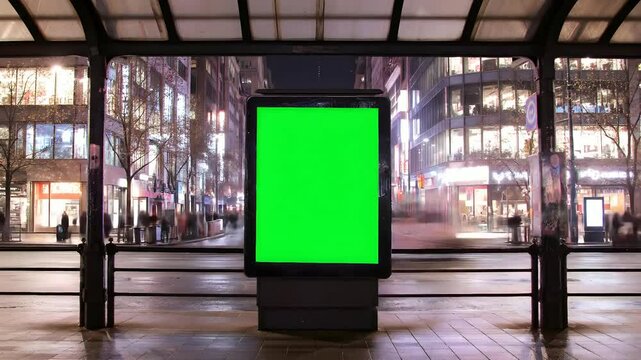 Bus Stop Advertisement with Green Screen Timelapse