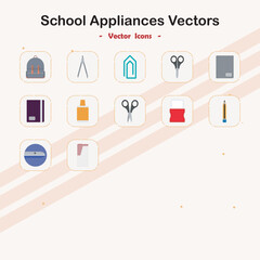 School Appliances Vector Icons