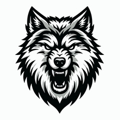 angry expression wolf head vector illustration