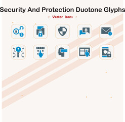 Security and Protection Duotone Glyphs